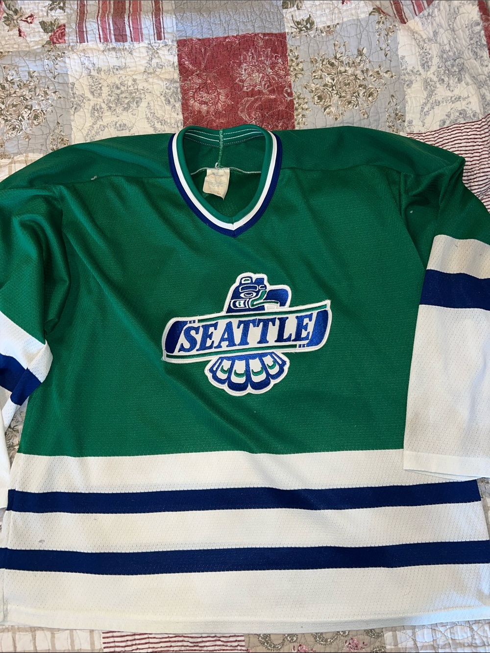 80s 90s CCM Seattle Thunderbirds hockey embroidered jersey